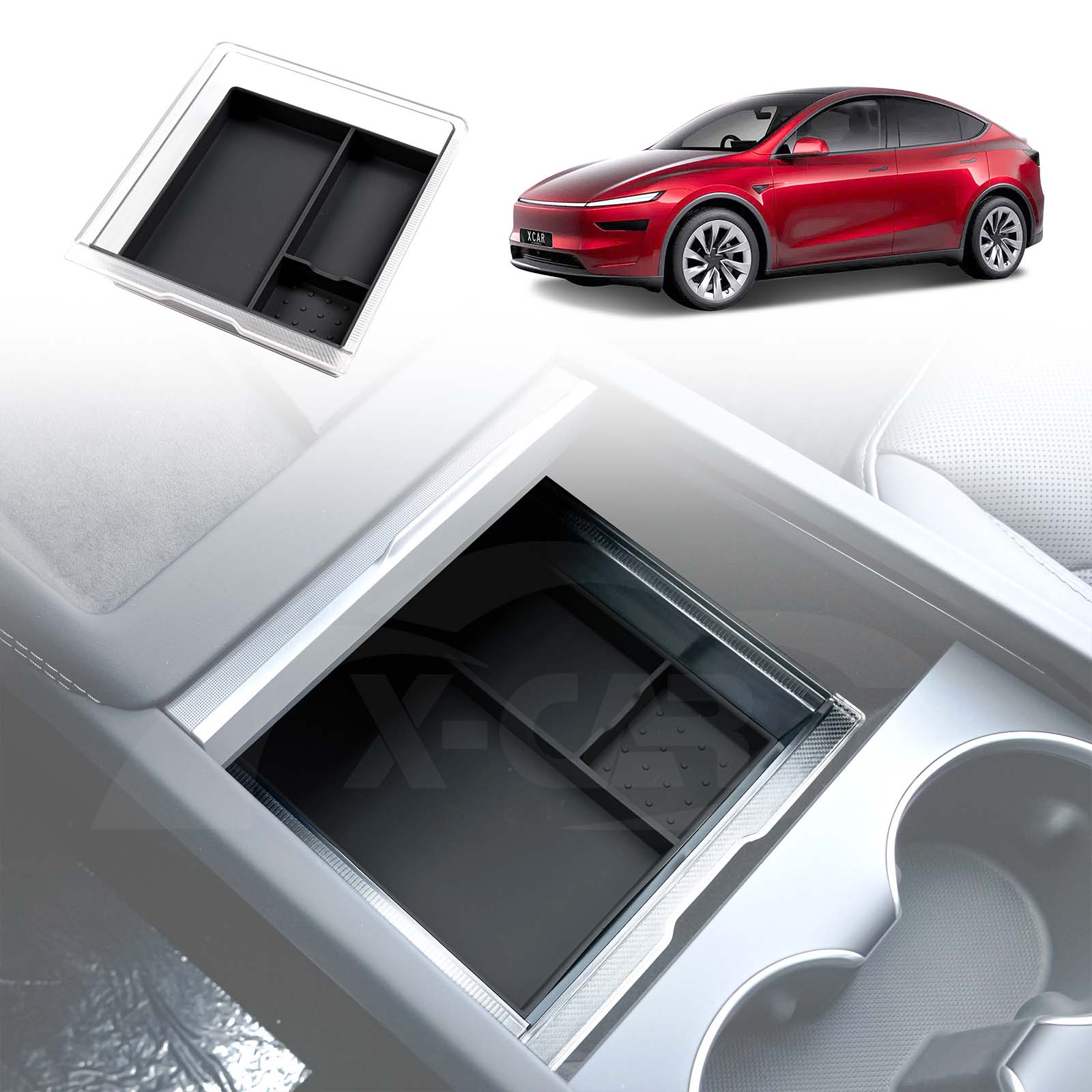Tesla Model Y L 6-Seat 2026-Onwards Centre Console Organiser Tray Storage Container with Silicone Mat - Image 20