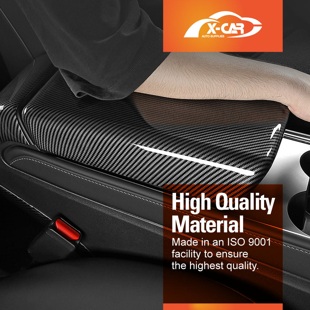 Tesla Model Y / Model 3 Armrest Pad & Rear AC Vent Covers Carbon Fiber Style - Image 9