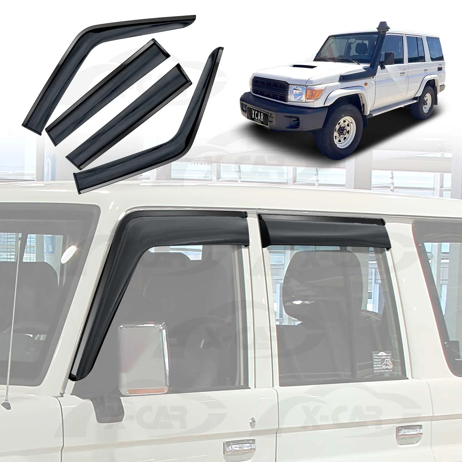 WeatherShields for Toyota LandCruiser 70/76/78/79 Series 2007-Onwards Car Weather Shields Wind Deflectors Sun Visors