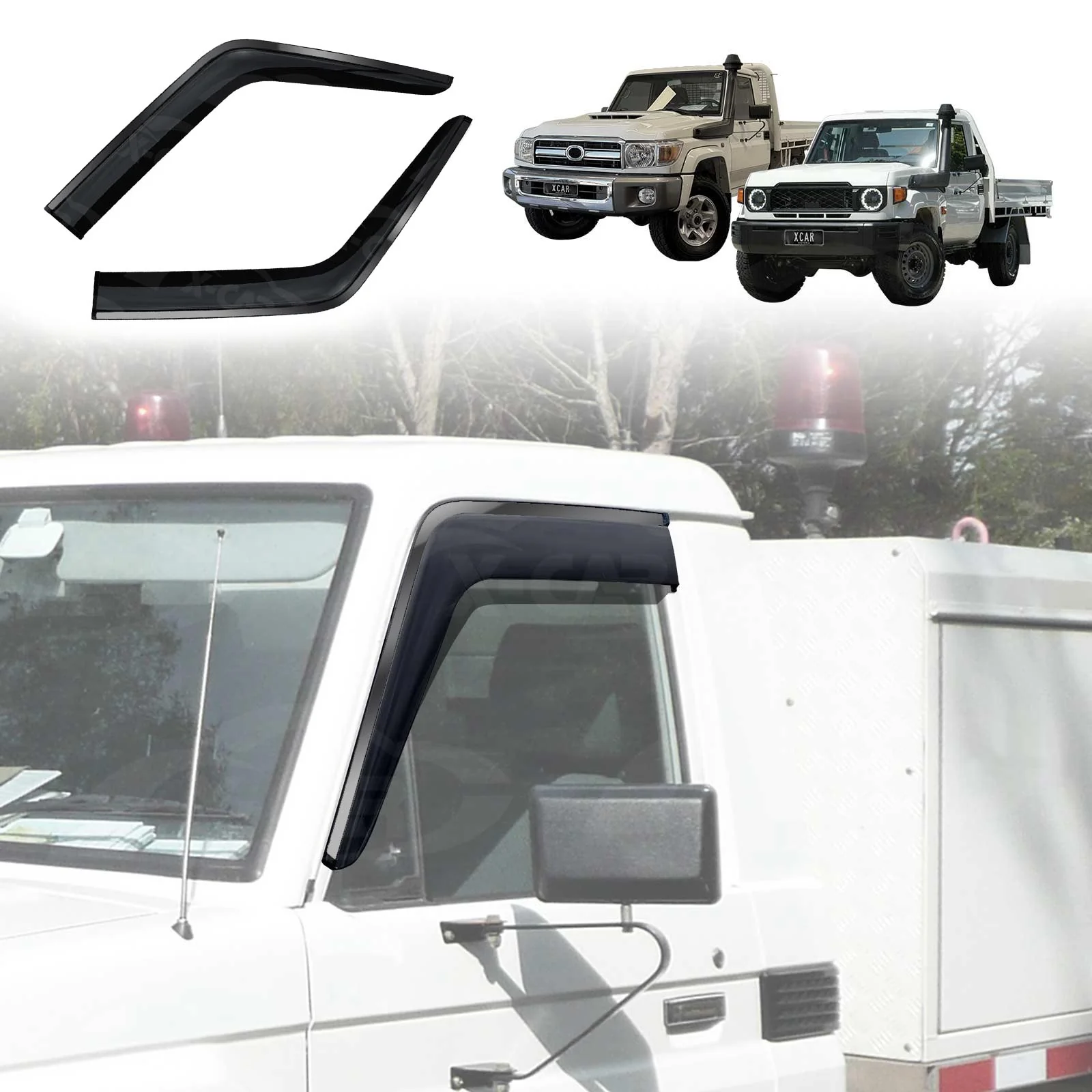 WeatherShields for Toyota LandCruiser 70/76/78/79 Series 2007-Onwards Car Weather Shields Wind Deflectors Sun Visors - Image 13