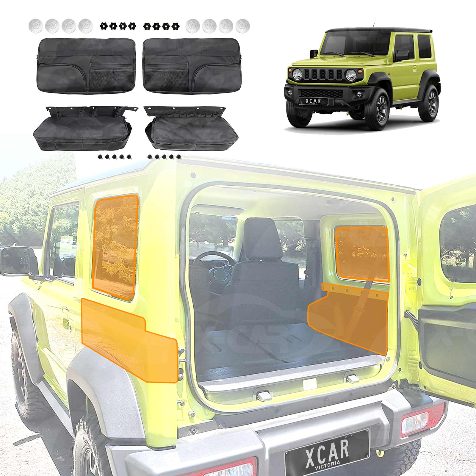 Window & Trunk Side Storage Bags for Suzuki Jimny 3-Door Auto 2018-Onwards Boot Side Organiser Car Accessories